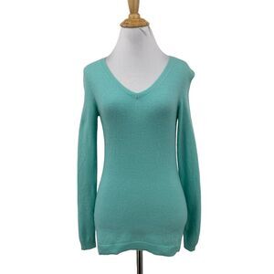 Talbots Sweater Womens XS Extra Small Candy Green Pure Cashmere V Neck Pullover